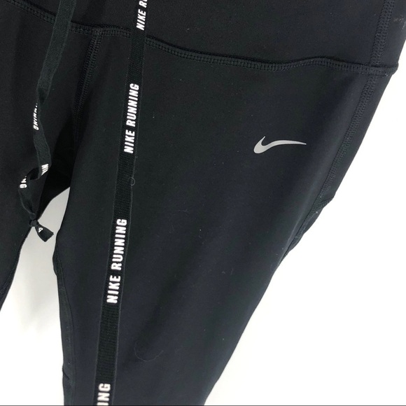 NIKE Power Essential Dri Fit Running Crop Leggings Pants Black Size Small - Picture 4 of 9
